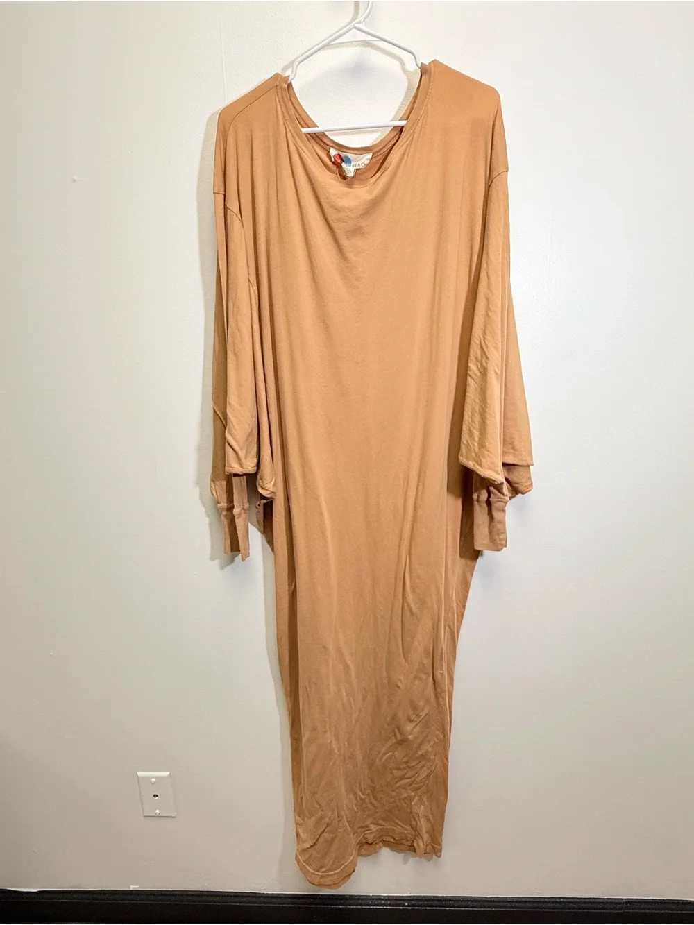 Free People Beach Lifestyle Off Shoulder Relaxed Maxi Dress Peach Tan Small